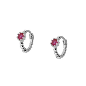 Aro Bolitas Circonita Fucsia